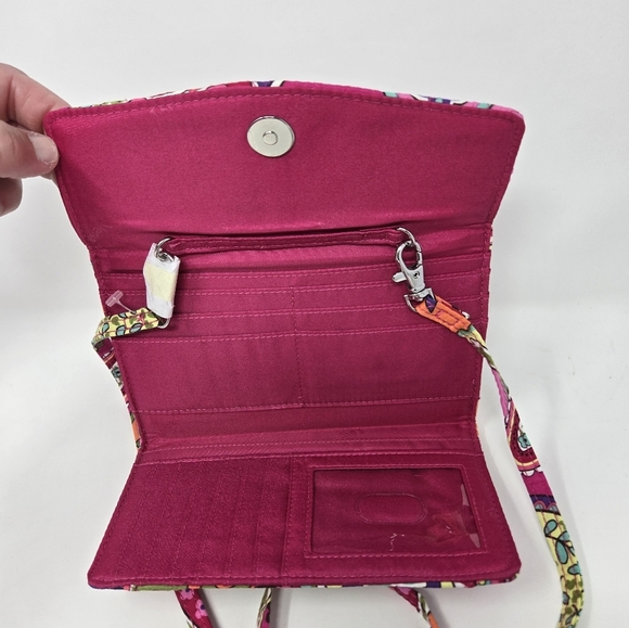 Vera Bradley Crossbody Removable Strap Wallet Purse Pink Floral Card Holder NEW - Picture 9 of 14